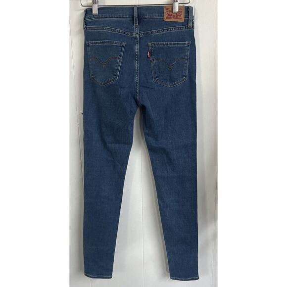 EUC LEVI'S Womens 720 High Rise Skinny Jeans W27 L30 Navy Blue Cotton - Picture 3 of 6